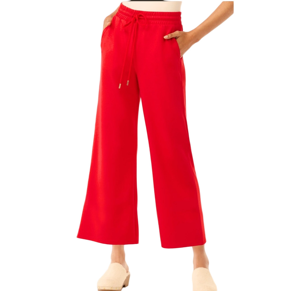 Scoop Women's Ultimate Scubaknit Cropped Sweatpants Size XL Red Drawstring - Picture 2 of 15